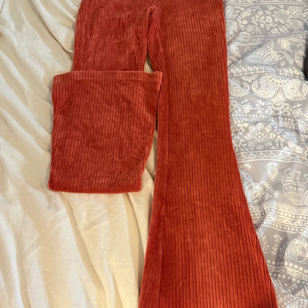 Aerie Rust Corduroy Flare Pants